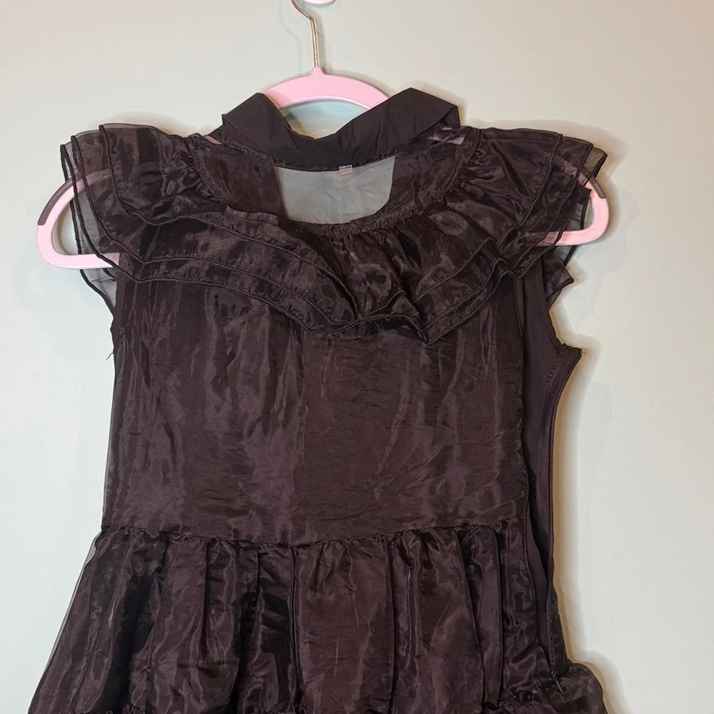 Wednesday Adams Costume Dress Elegant Black Ruffled Dress girls size 9/10
